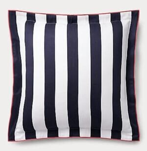 RALPH LAUREN Carter Stripe Euro Sham Navy Blue White 26” X 26” NIP 100% Cotton